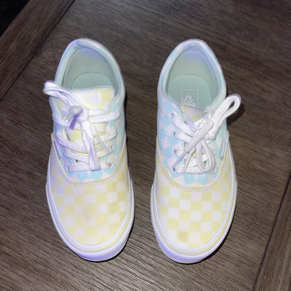 Vans Light Yellow Checkered Lace Up Shoe - Size 13